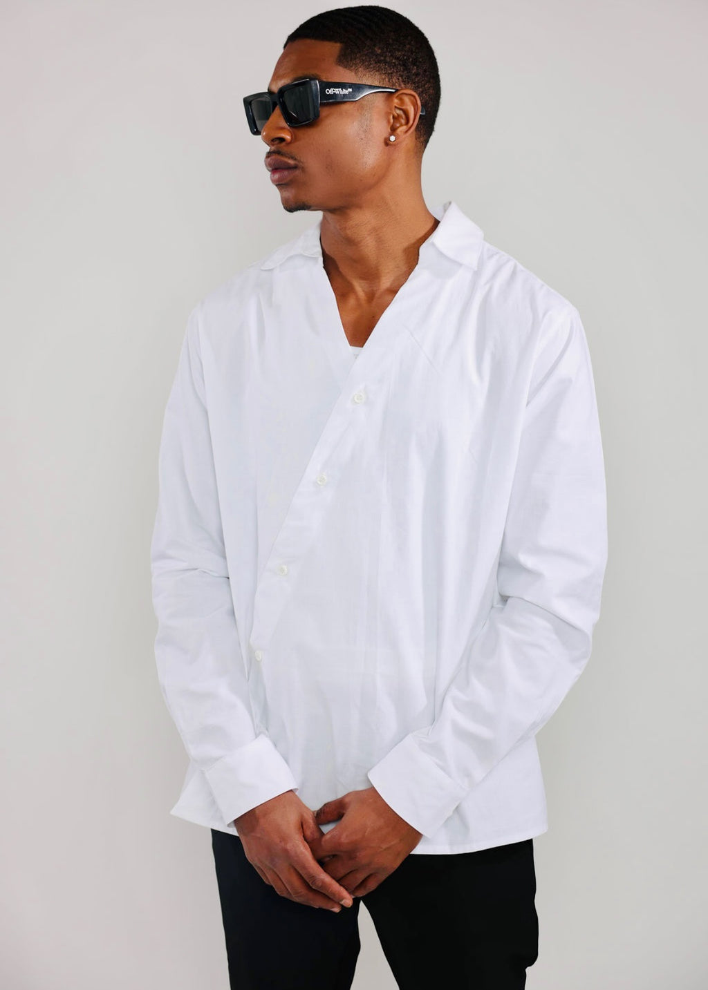 FRE•QUEN•CY Asymmetrical Button-Up Shirt