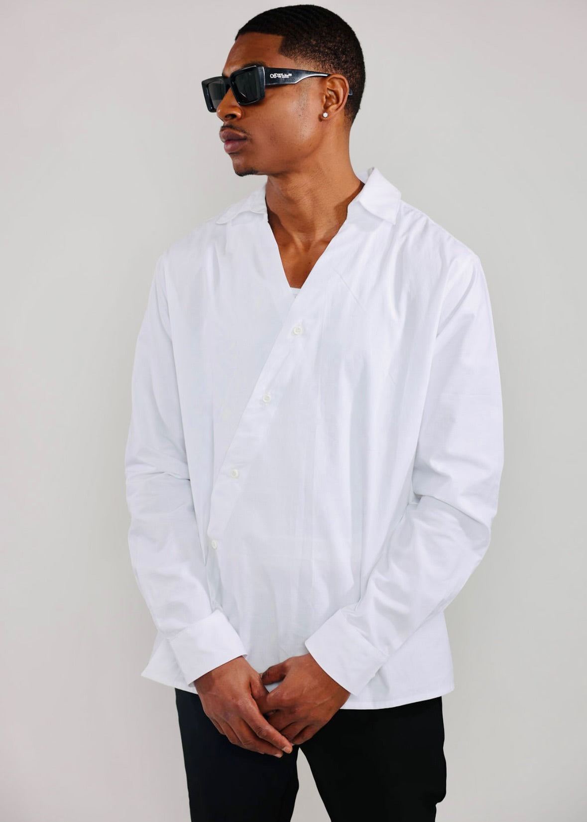 FRE•QUEN•CY Asymmetrical Button-Up Shirt