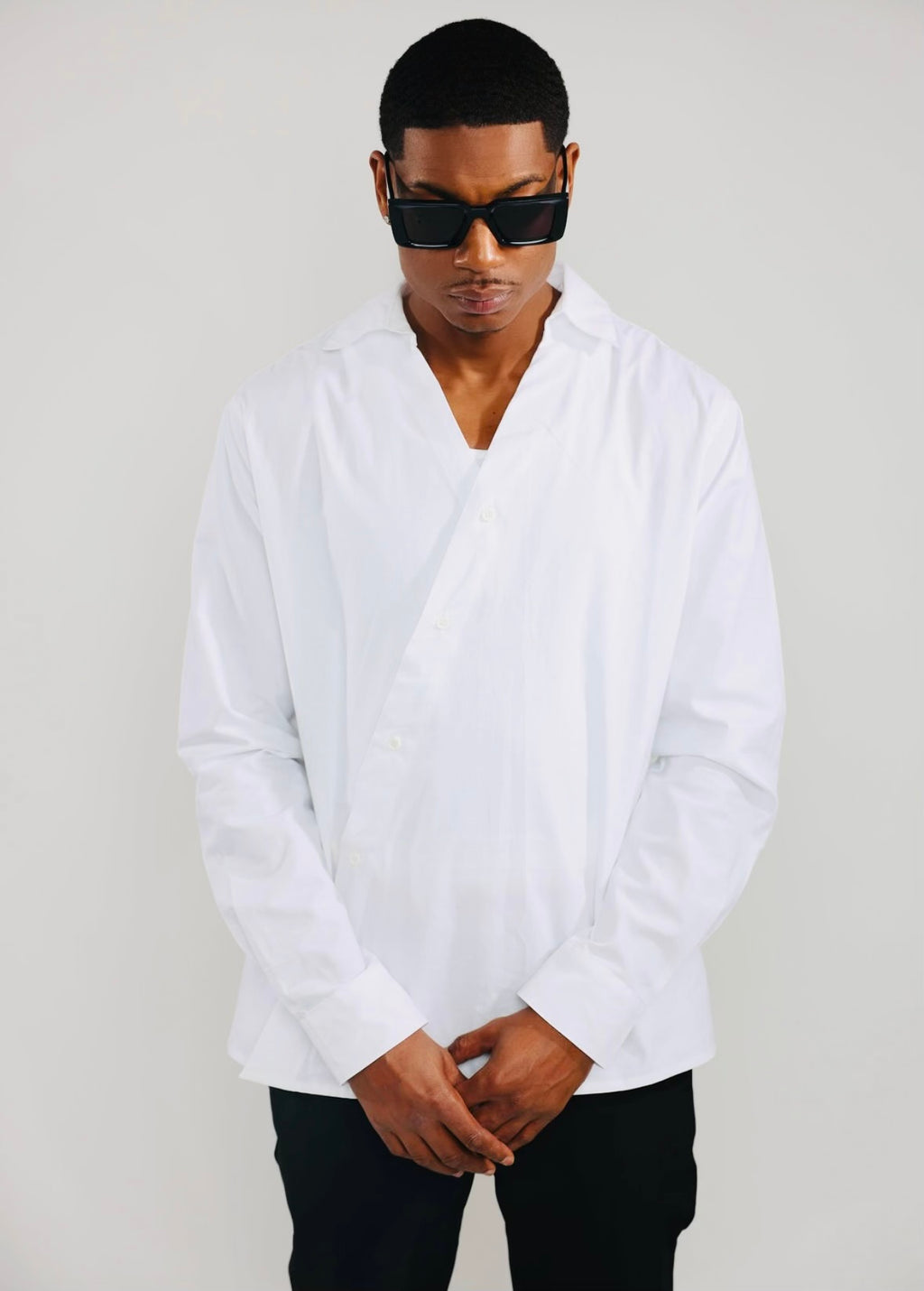 FRE•QUEN•CY Asymmetrical Button-Up Shirt